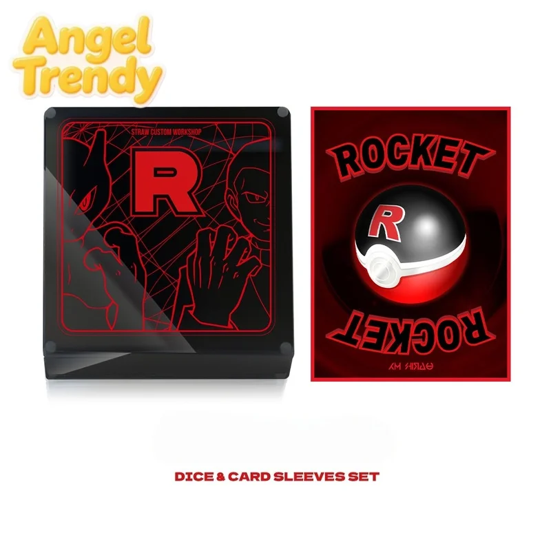 Team Rocket Themed Card Shield Sleeves By Straw Custom Workshop Durable Tcg Trading Card Protective Films, Collectible Game Card