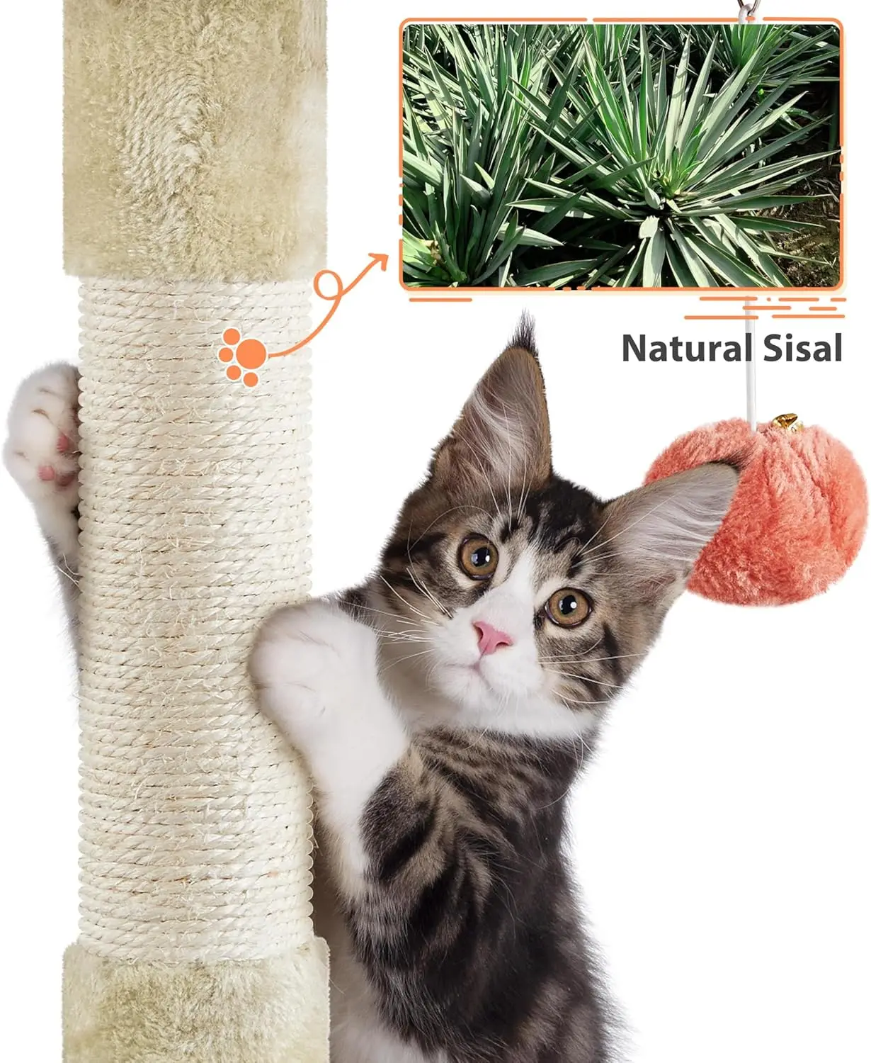 Yaheetech Cat Tree, 57.5In Cat Tower For Indoor Cats, Paw-Shaped Cat Tree With Heart-Shaped Platform, Scratching Posts, Spring