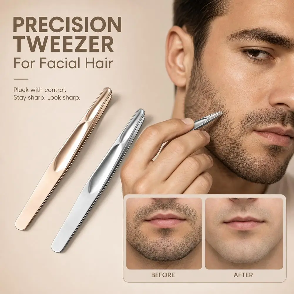 Stainless Steel Beard Eyebrow Clip Tweezers for Men High Precision Multifunctional Thickening Plucking Tool for Men And Women