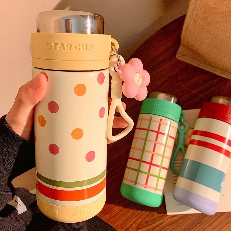 

316 Stainless Steel Thermos Mug For Children And Girls With High Value Rope Lift, Portable Delicate And Cute Vacuum Tea Cup