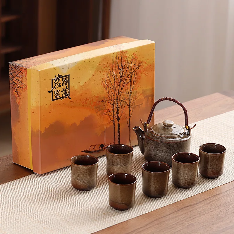 

Kiln Transformation Beam Teapot Tea Set One Pot Six Cups Large Capacity Teapot