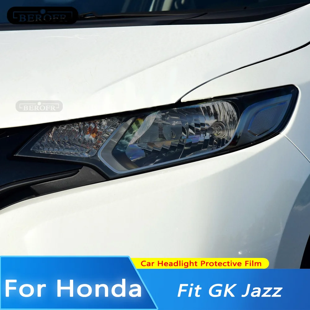 

Защитная пленка для фар автомобиля, тонировочная пленка для переднего света, дымчато-черная защитная прозрачная наклейка из ТПУ для Honda Fit GK Jazz 2014-2019