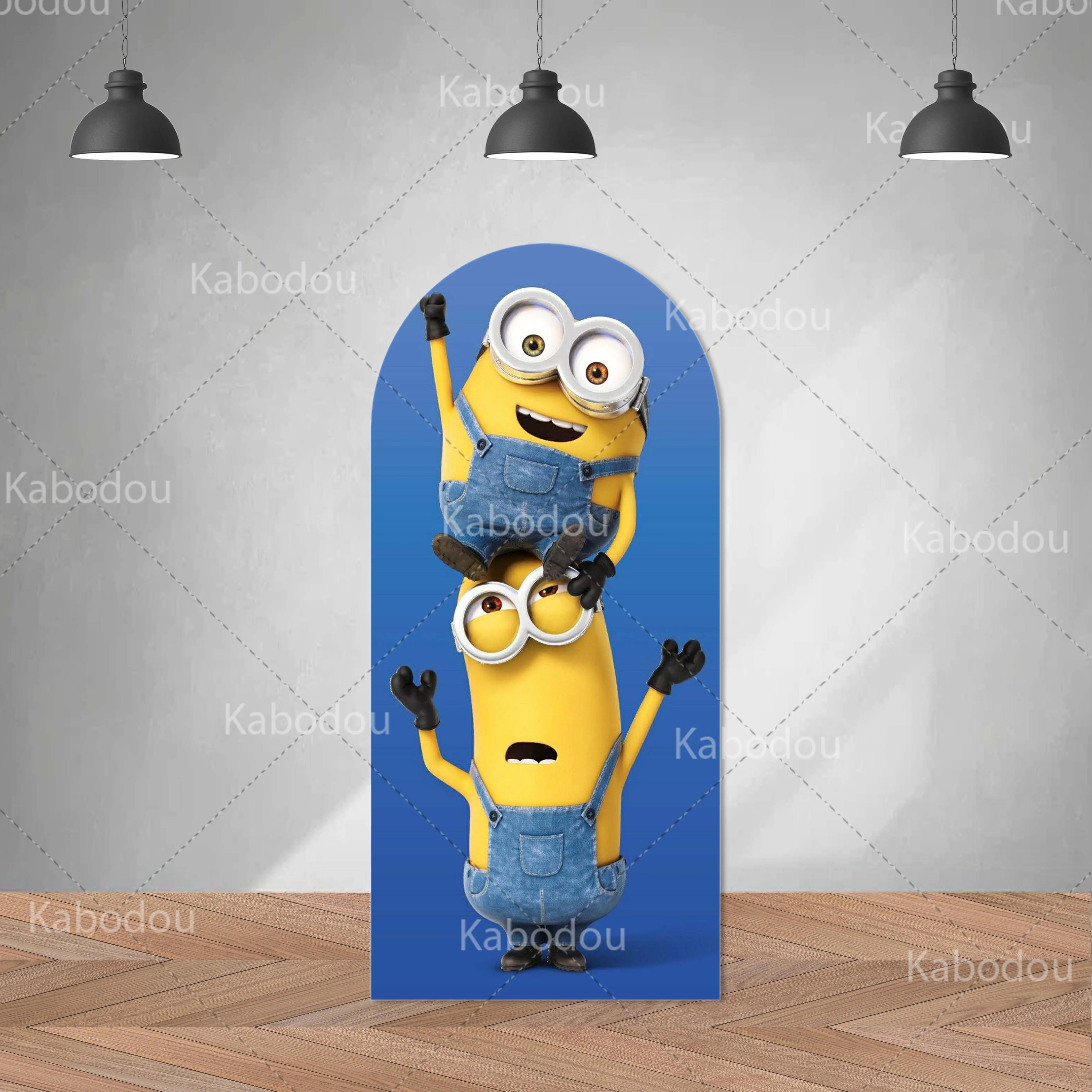 The Minionss Blue Backdrop Arch Doubleside Kid Birthday Party Decoration Baby Shower Photo Photography Background Studio Prop