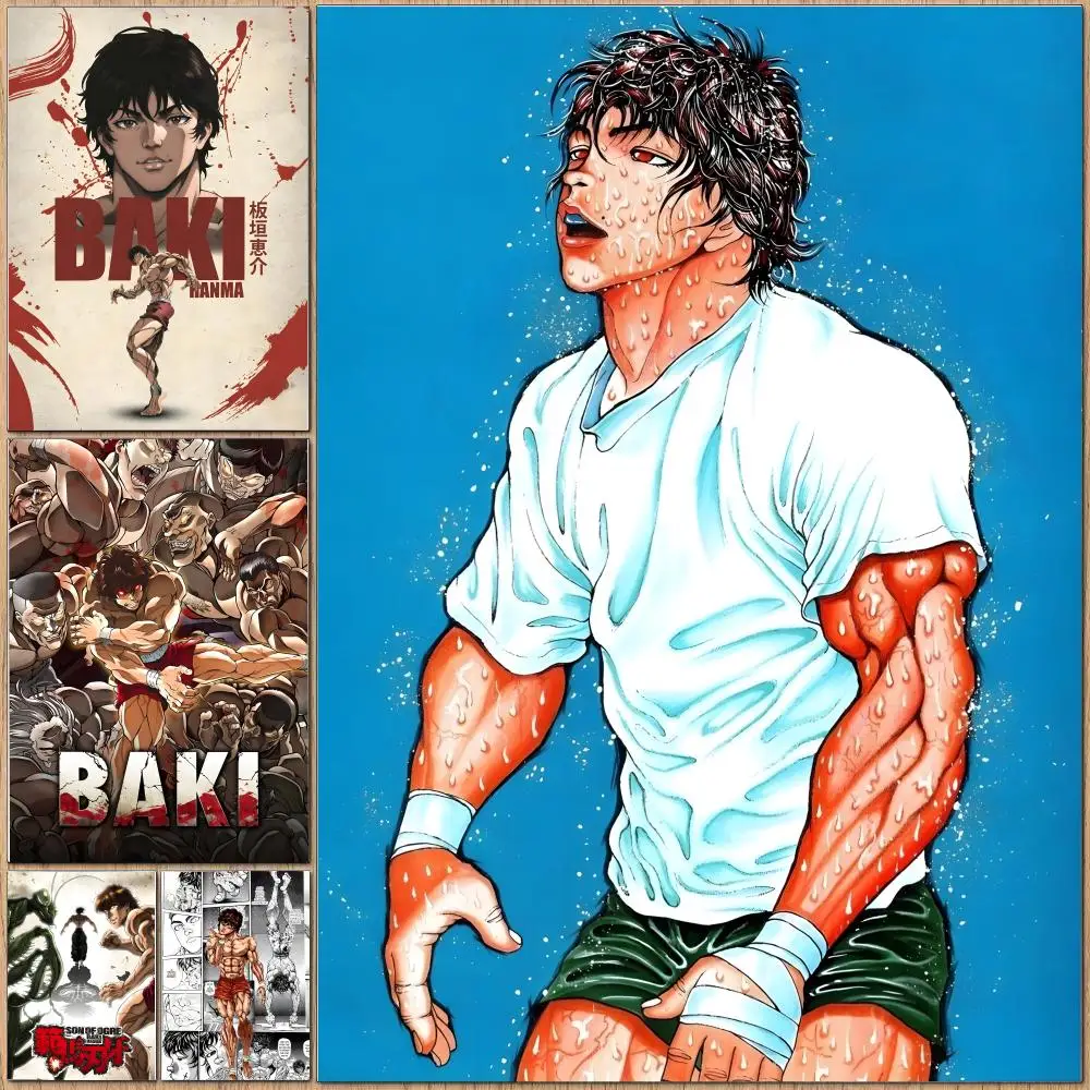 Beliebtes Anime Baki Poster HD Wasserfest Selbstklebende Wandkunst Vielseitige Anwendung