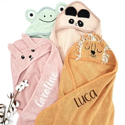 Personalized Baby Cape Blanket  Custom Name Embroidery Children's Bath Towel Cloak cotton Coral Velvet Robe Darling Hooded Gifts
