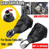 For Skoda Fabia MK1 1999 2000 2001 2002 2003 2004 2005 2006 2007 2008 Car-Styling 5 Speed Gear Stick Shift Knob PU Leather Boot