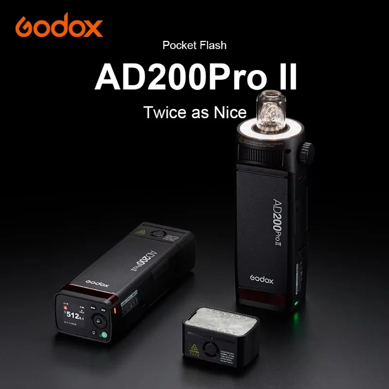 【2026】Godox AD200pro II 2.4G TTL Studio Strobe Flash 1/8000 HSS Outdoor Photography Pocket Flash Light With 2900mAh Lithium Batt