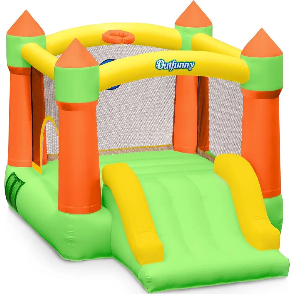 Casa de rebote interior con tobogán, casa hinchable Iatable para niños de 3 a 6 años, área de rebote de 6'x6', capacidad de 300 lb - Verde