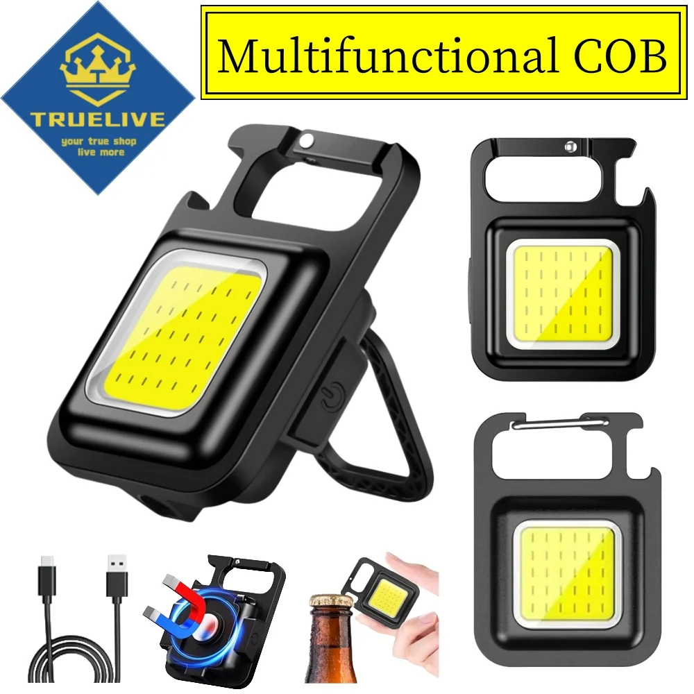 

20-1PCS Portable Keychain Light Mini Multifunctional Camping Flashlight USB Rechargeable Work LED Bright COB Pocket Clip Lantern