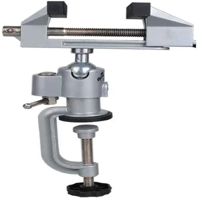 360° Swivel Bench Vise Aluminum Alloy Table Clamp With Rubber Jaws Woodworking Drilling Repair Tool 6cm 7cm