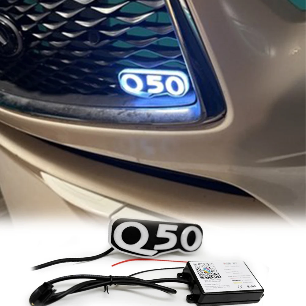 

Chasing LED Emblem Badge Logo Light for Infiniti Q50 Q60 Front Grill Headlight Kits App Cntrol