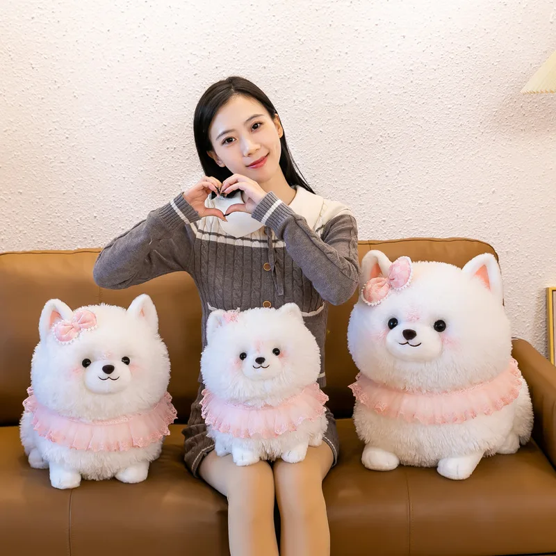 Plush stuffed imitation animal skin-friendly cute Pomeranian doll plush toy imitation dog children's toys kawaii home decoration