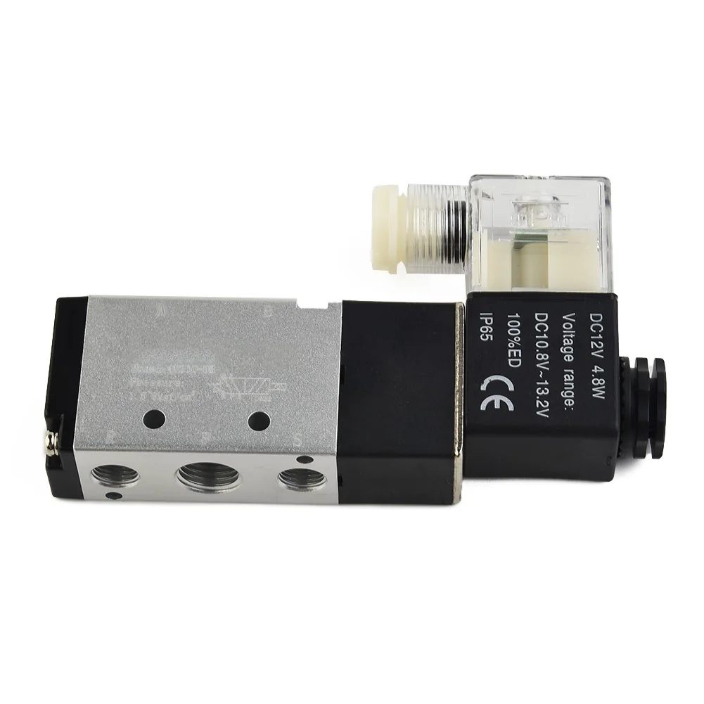 4V21008 Solenoid Valve, DC 12V, IP65 Protection, Effective Sectional Area 16mm2, Joint Pipe Bore Inlet=Outlet=1/4'', Exhaust=1/8