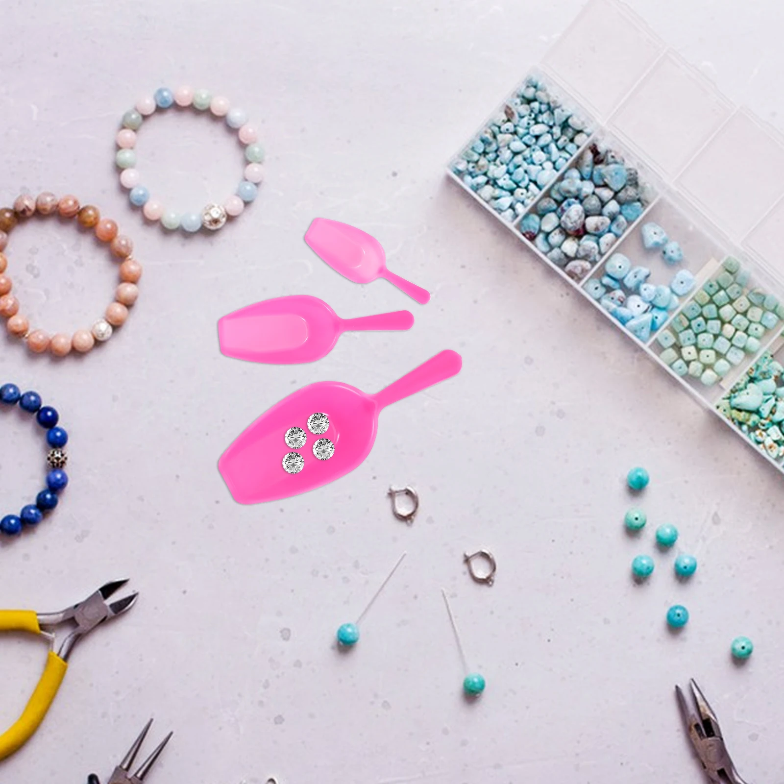 3 قطعة من البلاستيك الصغير لتخزين الخرز صنع المجوهرات مجموعة أدوات تنظيم الحرف اليدوية قياس مغرفة مجموعة المطبخ الحلوى الآيس كريم #1