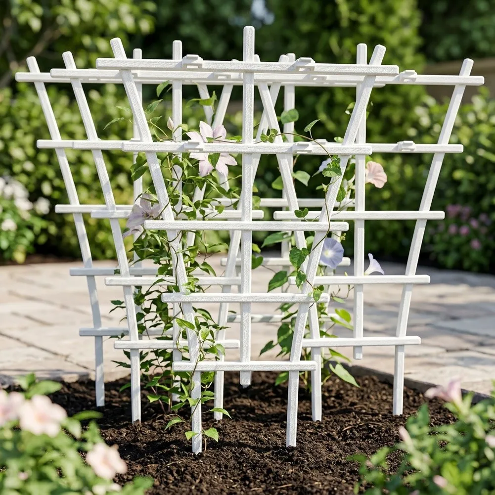 Plastic Plant Trellis 8 Pack with Vertical Support Structure for Climbing Plants Such as Tomatoes Sweet Peas and Flowering Vines