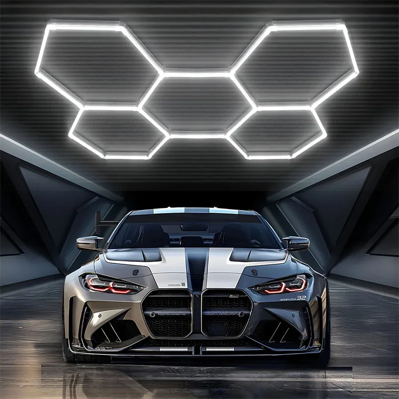 Светодиодные шестигранные гаражные светильники Сотовые светодиодные трубки освещения 85 В-265 В Детализация автомобиля Потолочный светильник для магазина для спортзала Уход за автомобилем Мойка