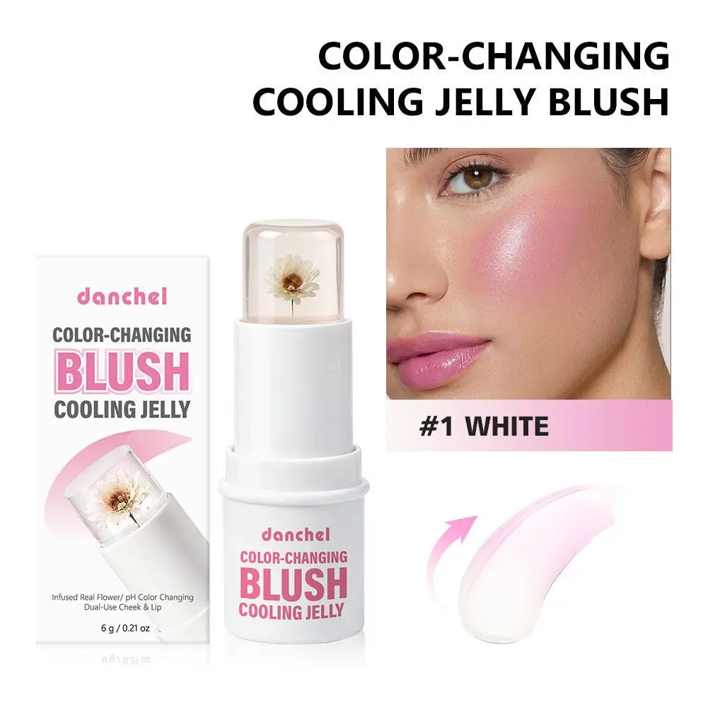 Magic Color-Changing Jelly Blush Stick PH Temp Responsive Cooling Gel With Floral Extract Hydrating Tint For Lips Cheek Eye