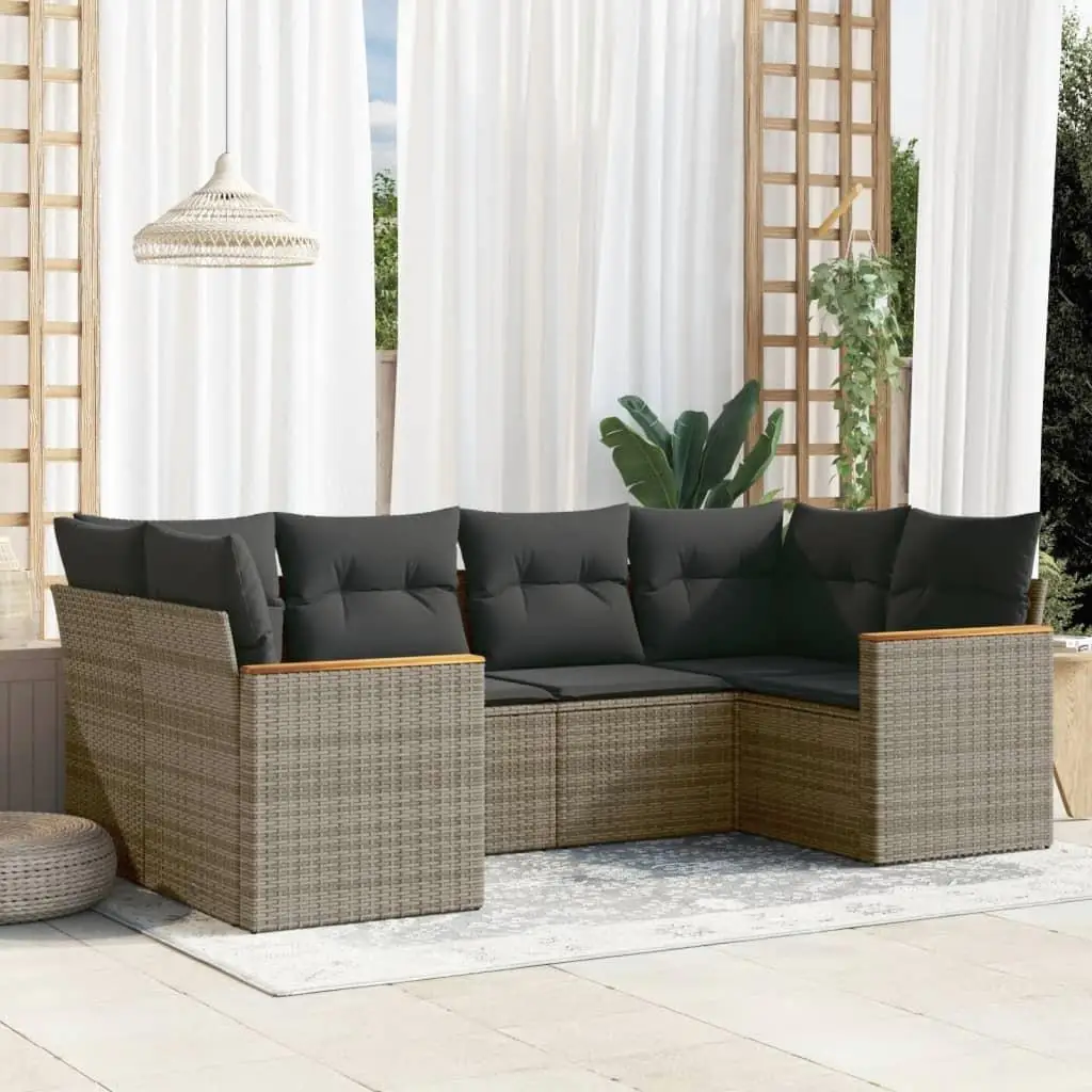 Große modulare Gartensofa-Set aus grauem PE-Rattan