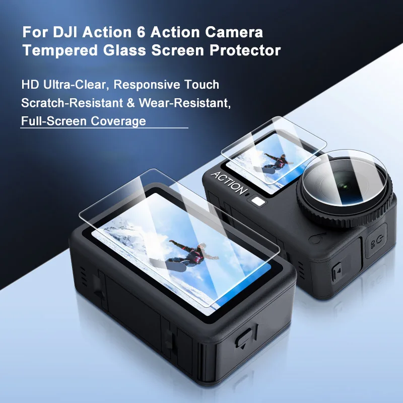 

2 Set For DJI Osmo Action6 HD Tempered Glass Screen Protector For DJI Osmo Action6 Camera Tempered film screen protector