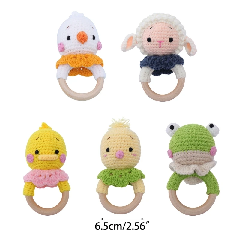 Sweet Handmade Crochet Rattle Appease Animal Handheld Toy Infant Appease Teether