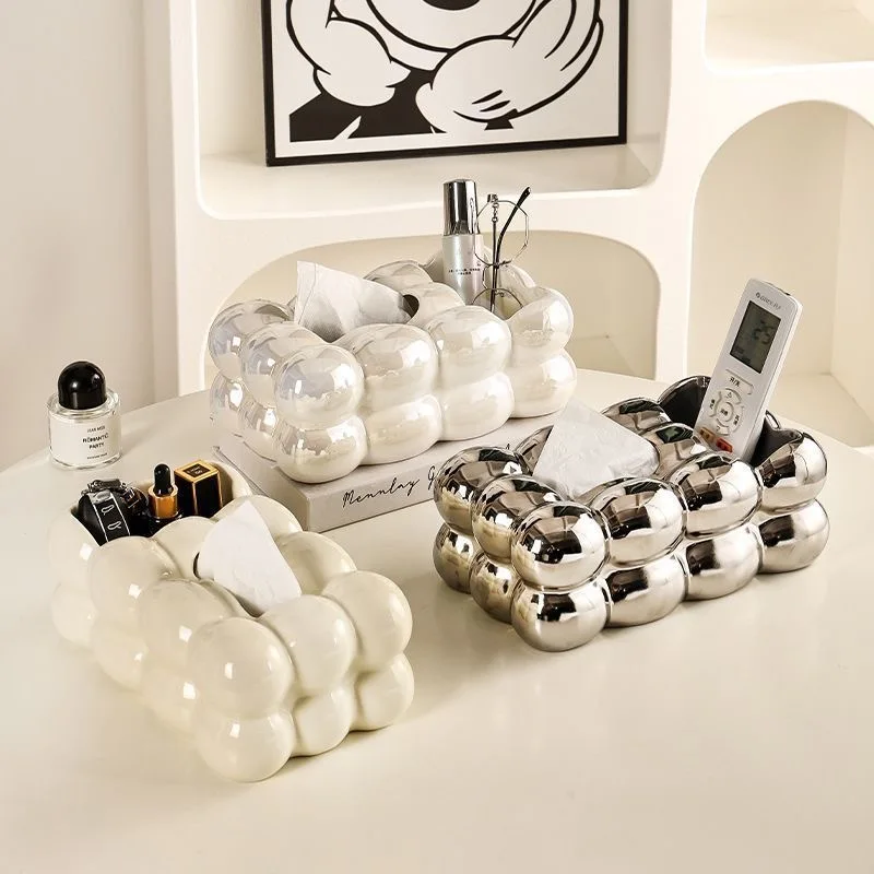 Bubble Shape Storage Box for Dining Table Decoration, Ceramic Napkin Holder, Affordable Luxury, Household Design, High-end