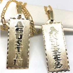 Personalized Nameplate Necklace Custom Name Pendant 18k Gold-Plated Stainless Steel 2024 Christmas Gift