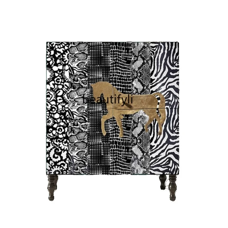 07 สไตล์อเมริกันไม้สีดํา Home Entrance ตู้ขนาดเล็ก Apartment Hall ตู้ Curio ตู้รองเท้าอิตาเลี่ยน Sideboard Cabine