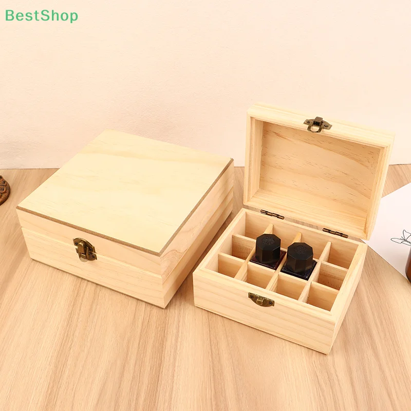 ♥♥♥Essential Oil Wooden Box,Large Capacity Pure Solid Wood 12/25grids Essential Oil Storage Box