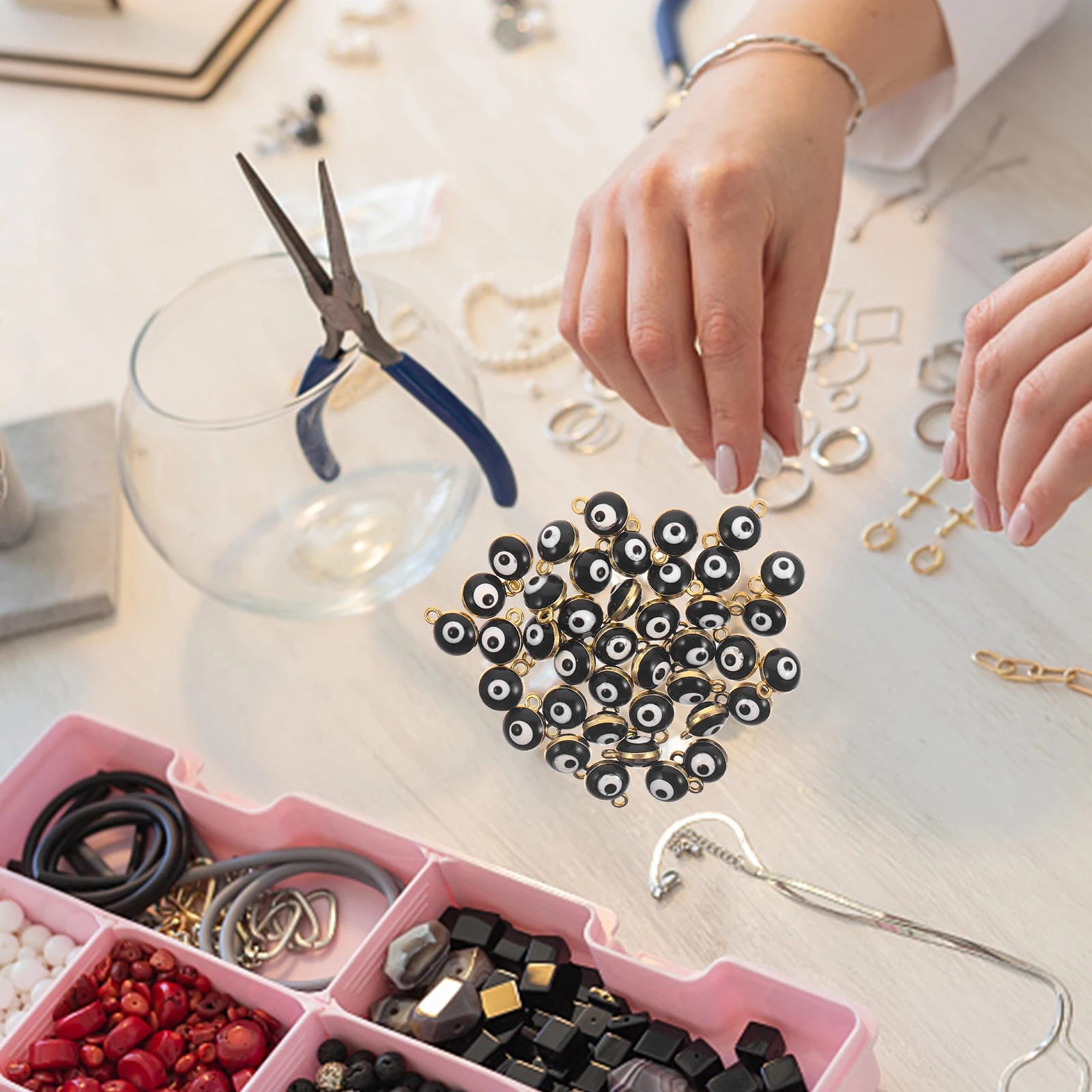 

40Pcs Alloy Evil Eye Pendants DIY Charms for Handmade Jewelry Crafting Necklace Bracelet Decoration Evil Eye Charms