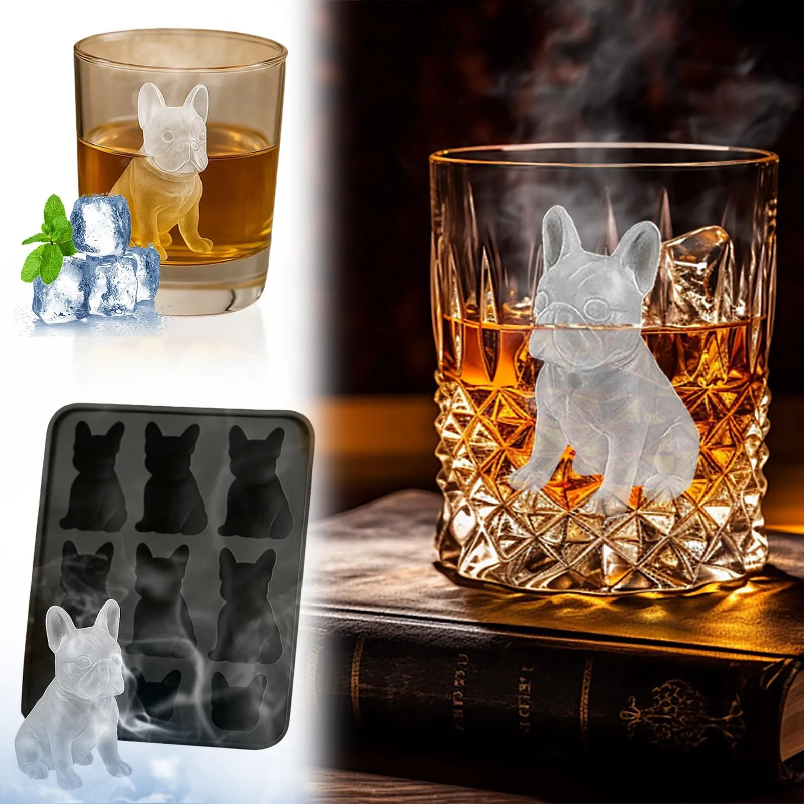 

French Ice Mold Fun Animal Shape 3d Popsicle Molds Molds With Homemade Drink Decoration Cute Novelty Dog Flexible Ice Maker For
