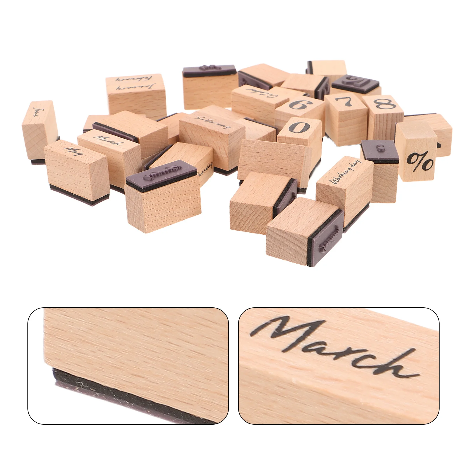 

32Pcs Wood Letter Stamps Month Day Date Marker for Journaling Planner Organization Teaching Tools Kids Learning Creative