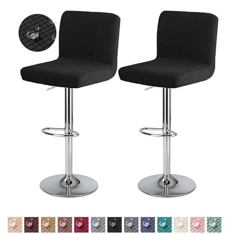 1/2/4/6 Uds cubierta de taburete de Bar cubierta de taburete de Bar elástica repelente al agua Color sólido cubierta de silla trasera corta