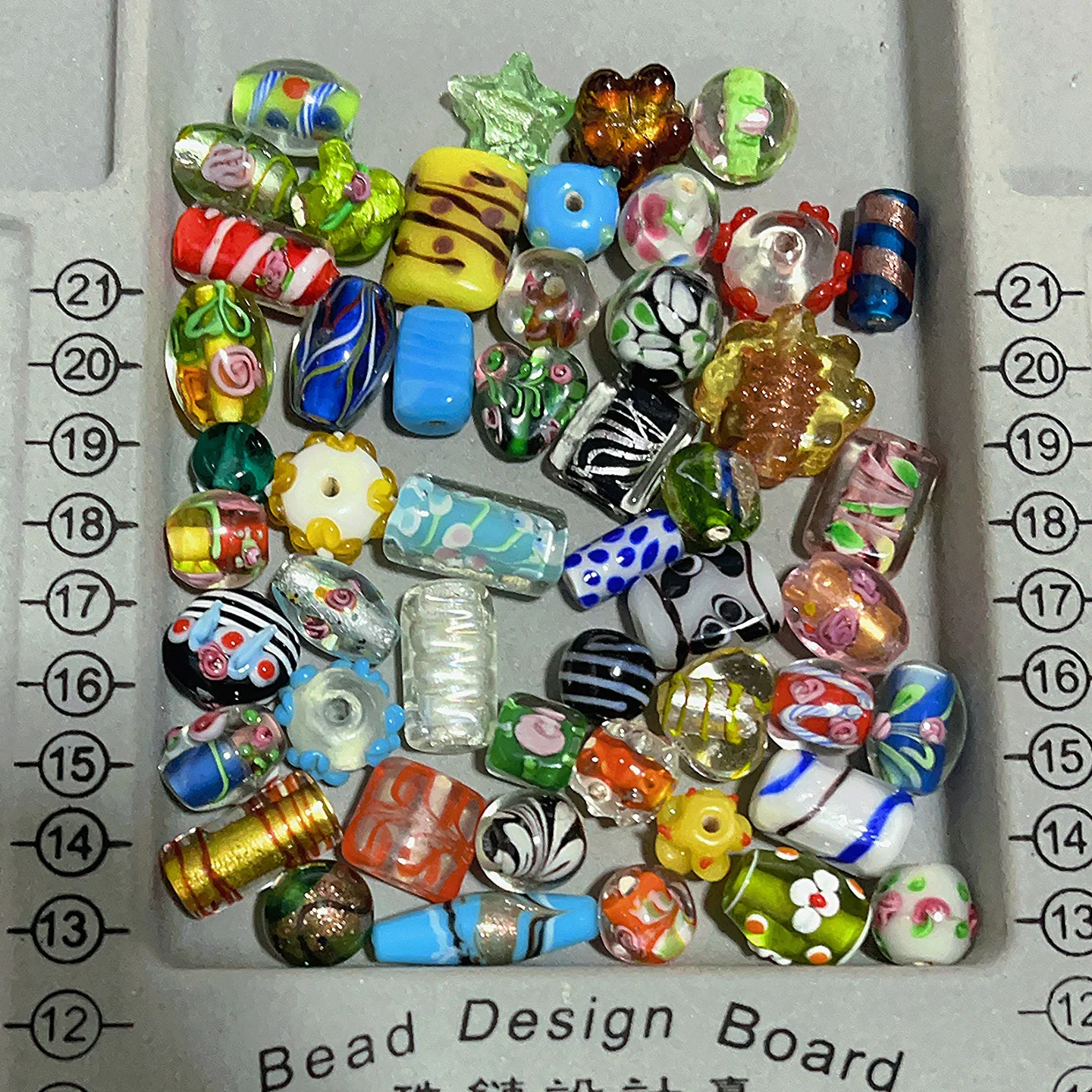 Random Mixing 50pcs ! Handmade Romantic Lampwork Glass Loose Beads For Charm DIY Bracelets/Necklace Jewelry Making Accessories !