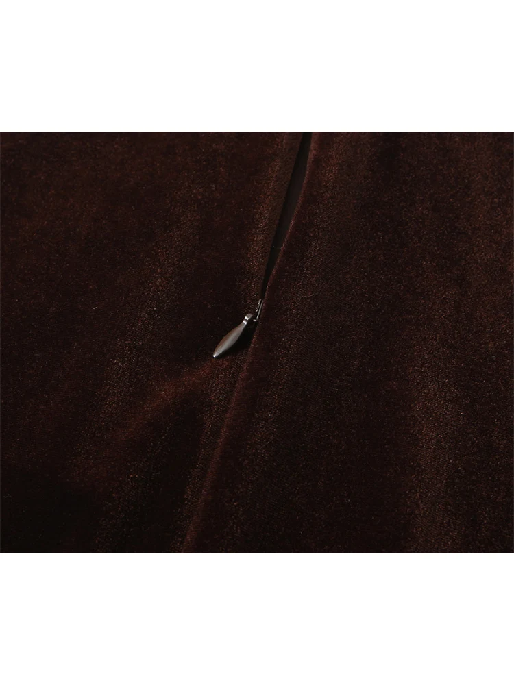 فستان نسائي مخملي قصير مزين بالدانتيل بدون أكمام من الدانتيل فستان كاجوال للحفلات المسائية أنيق بنصف ياقة عالية