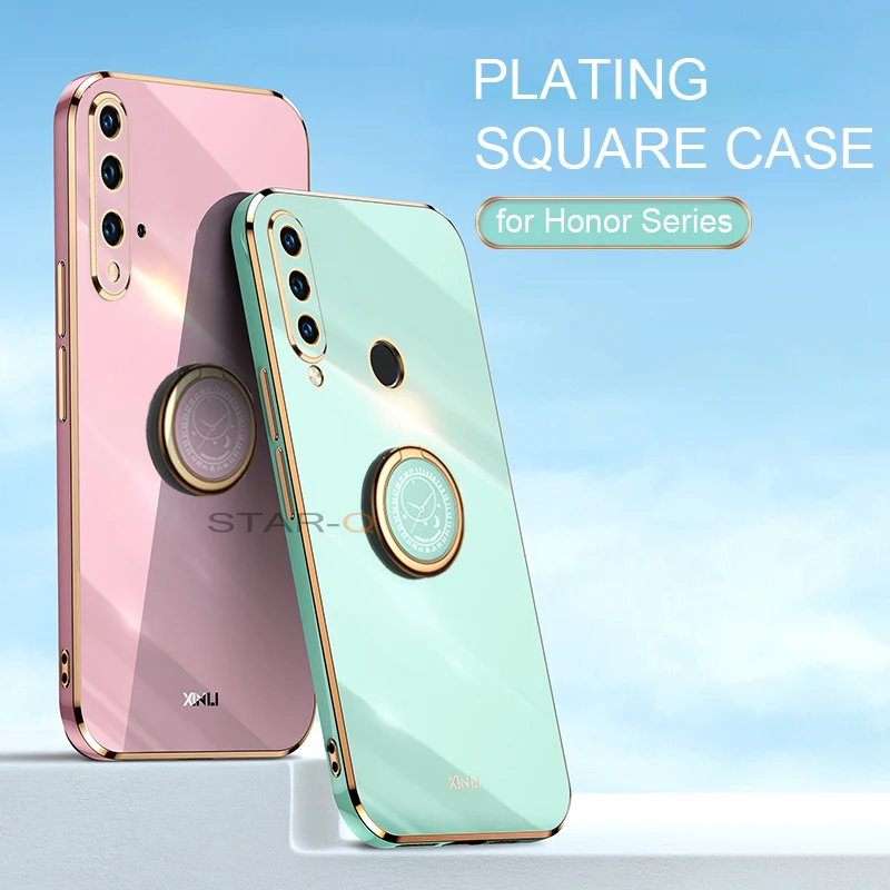 Plating Ring Holder Phone Case On For Huawei Nova 5t 3 3i 8 Pro 3e 4e Nova5t Nova3 I Nova3i Luxury Silicone Stand Cover