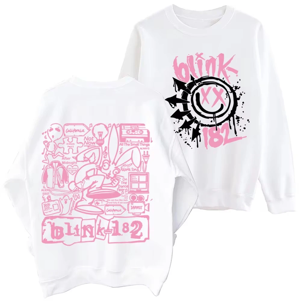 Blink 182 Hot Tour 2024 Plus Size Crew Neck Sports Casual High Street Graphic Printed Hoodie Men/Women Customized High Quality