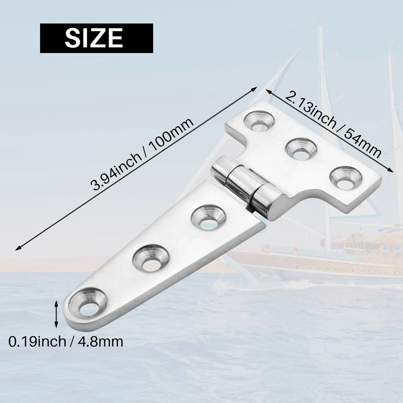 2 PCS Heavy Duty T Hinge 316 Stainless Steel Marine Grade Casting Hinge Door Hatch Hinge Boat