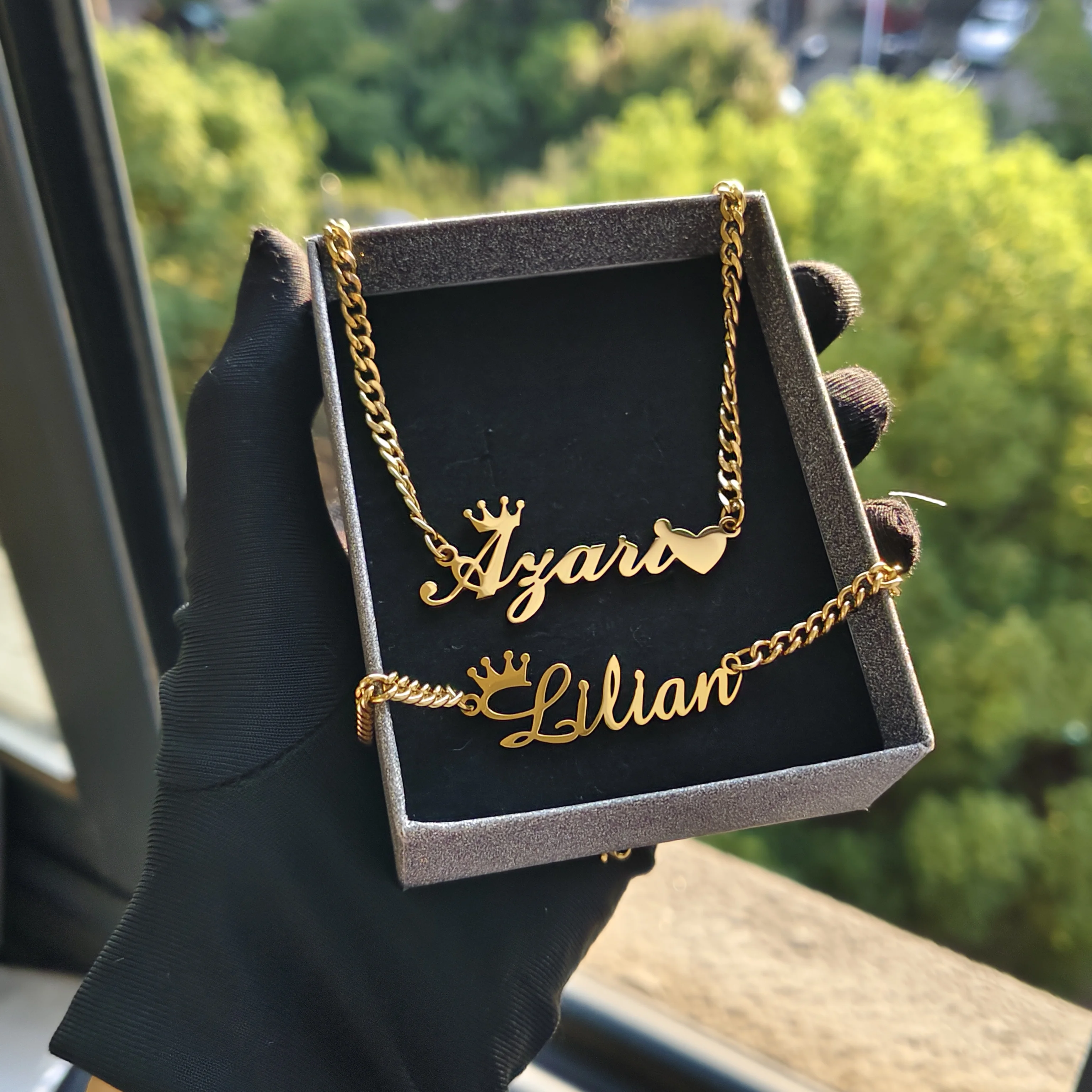 

DHQH New Wholesale Personalized Letter Necklace Bracelet Set Customized Name Set Valentine's Day Gift Manufacturer Direct Sales