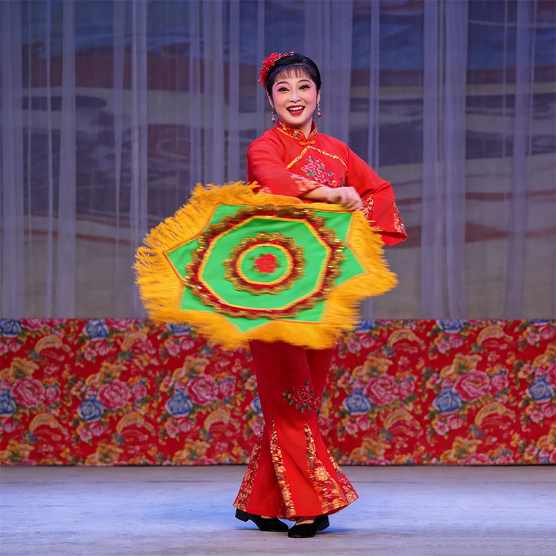 Red Yellow Green Velvet Octagonal Dance Handkerchief Unisex Stage Performance Prop Yangko Party Supplies Performance Towel