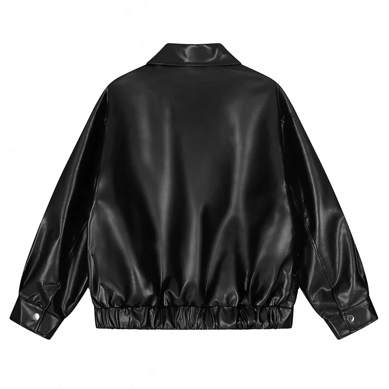 Donne Rivetto PU Giacche di Pelle Americano Dolce Stile Fresco Amore Risvolto Abbigliamento Donna Autunno 2025 Autunno Cappotti Allentati Faux Top