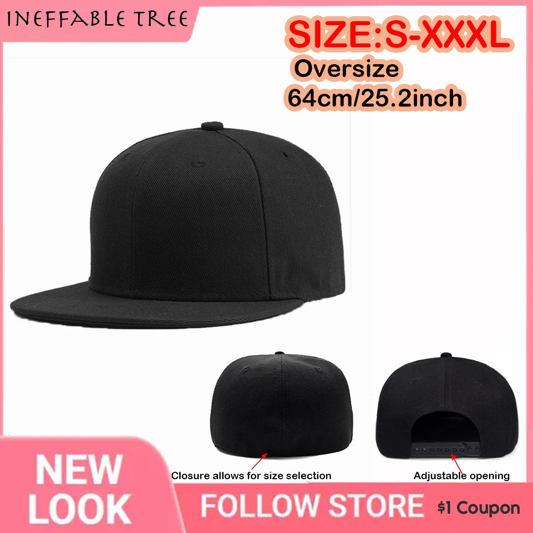 

Enlarged Deepening XxxxL 65cm Snapback Cap Full Closed Men Women Flat Brim Hip Hop Hat Fitted Size Summer Baseball Cap Snapback
