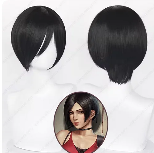 

Ada Wong Cosplay Wig Women 32cm Black Short Hair Heat Resistant Synthetic Wigs Halloween Carnival Wigs