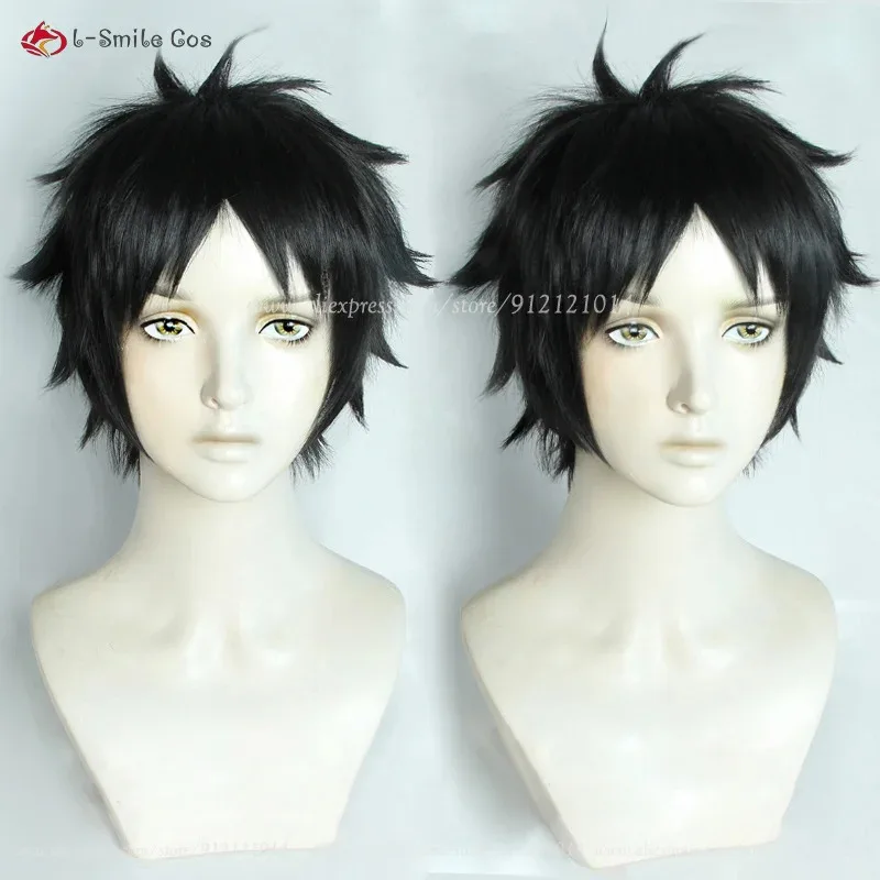 Парик для косплея Akaashi Keiji, короткие черные пушистые парики для аниме, термостойкие волосы, волейбольный клуб, парики для Хэллоуина + шапочка для парика