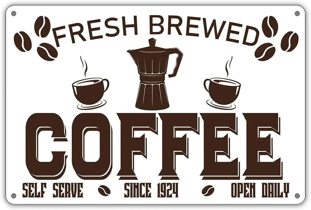 

Funny Coffee Sign Fresh Brewed Coffee Metal Tin Sign Wall Decor Vintage Sign for Home Decor Gifts