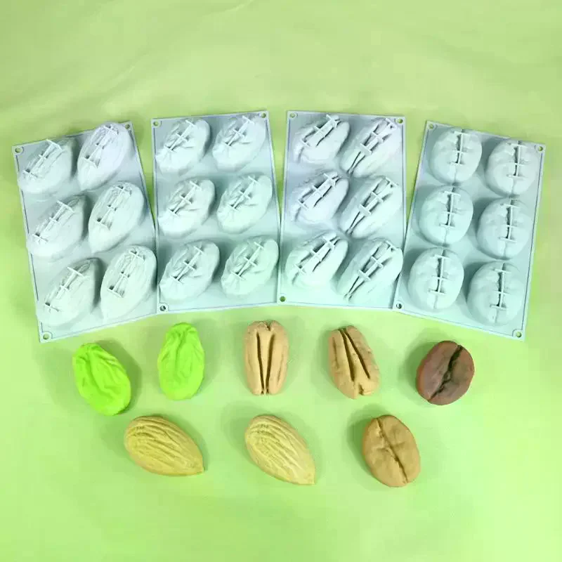 /PFU/Almond/Pistachio/Pecan/Coffee Bean Pudding Mousse Silicone Mold DIY Chocolate Ice Cream Mould Cake Decorating Tools Large