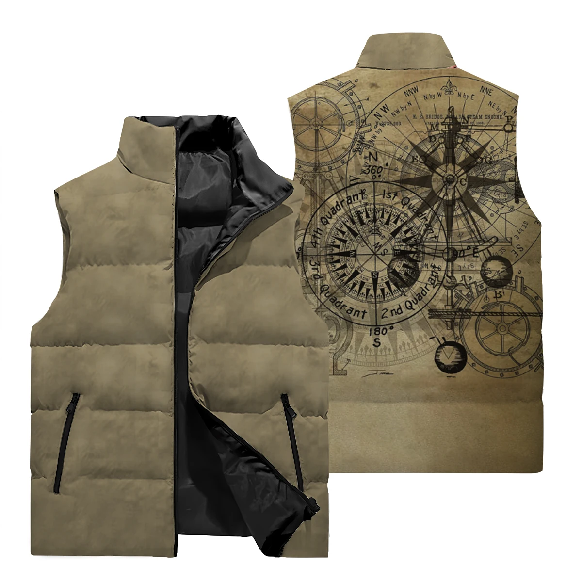 Men's Winter Jacket, Lithium Fleece Jacket, Lightweight Cotton Jacket, Unisex 3D Printed, Casual Sleeveless Vest