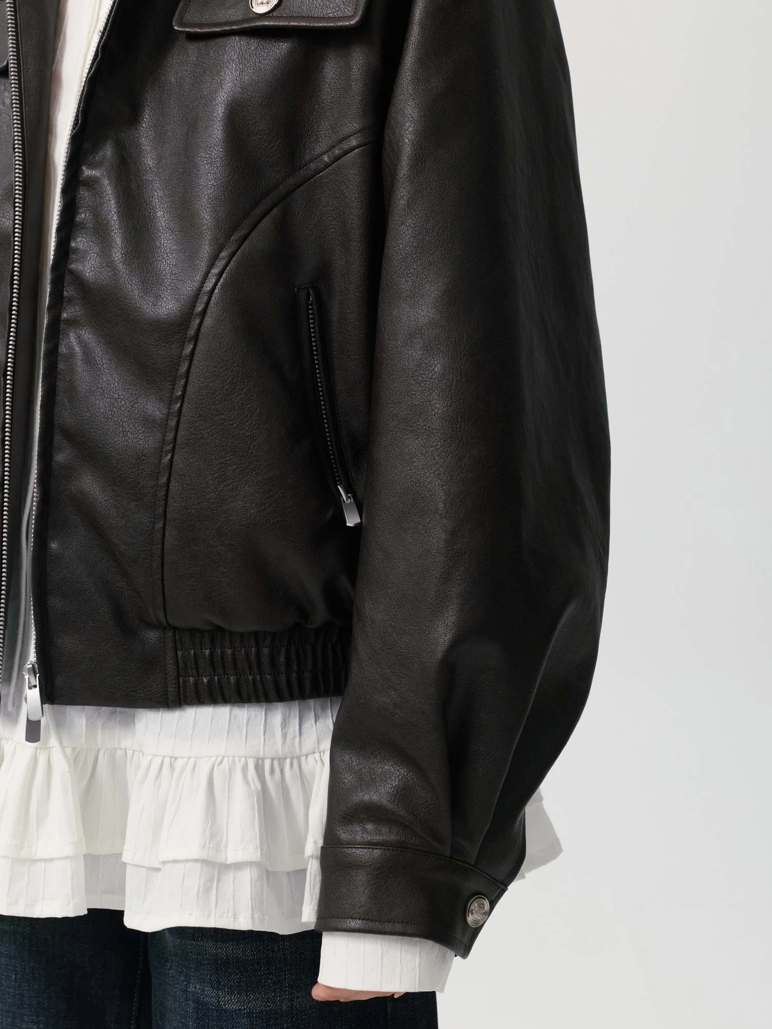 ブラウン取り外し可能なファー襟ジャケットソフトPUレザーコットンジッパーアウターウェア秋冬ヴィンテージバーンスタイルレディースジャケット