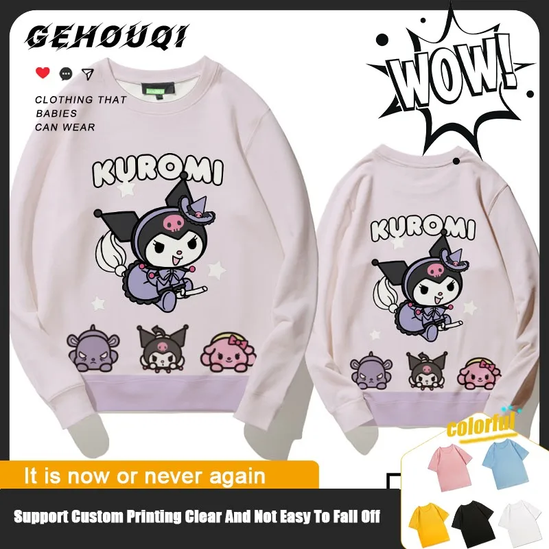 

Kuromi Joint Crewneck Hoodie Female Sanrio Animation Peripheral Coat Girls Children's Autumn Clothing