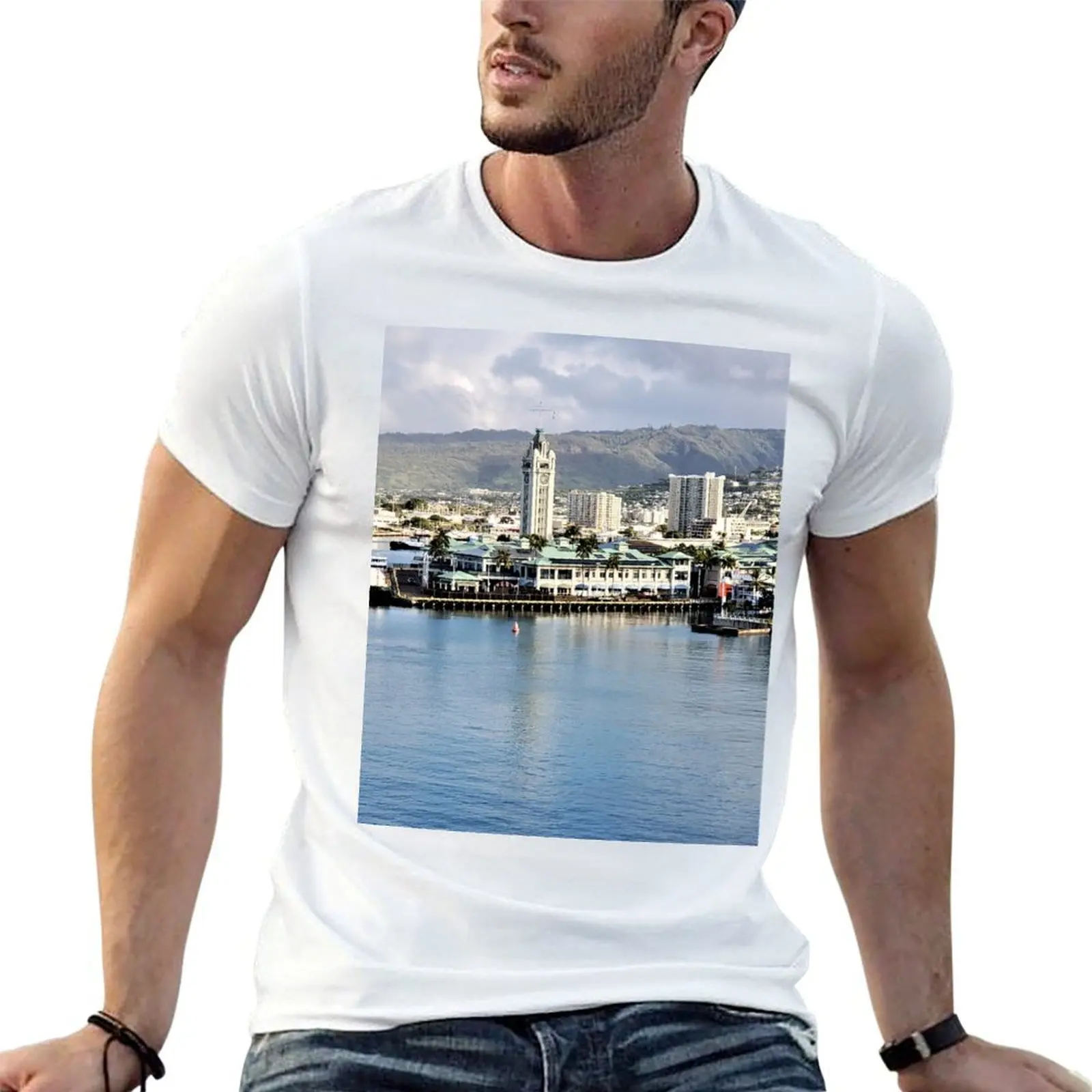 

Honolulu Harbor Aloha Tower T-Shirt g man t shirts for men funny t shirts cotton T-Shirt