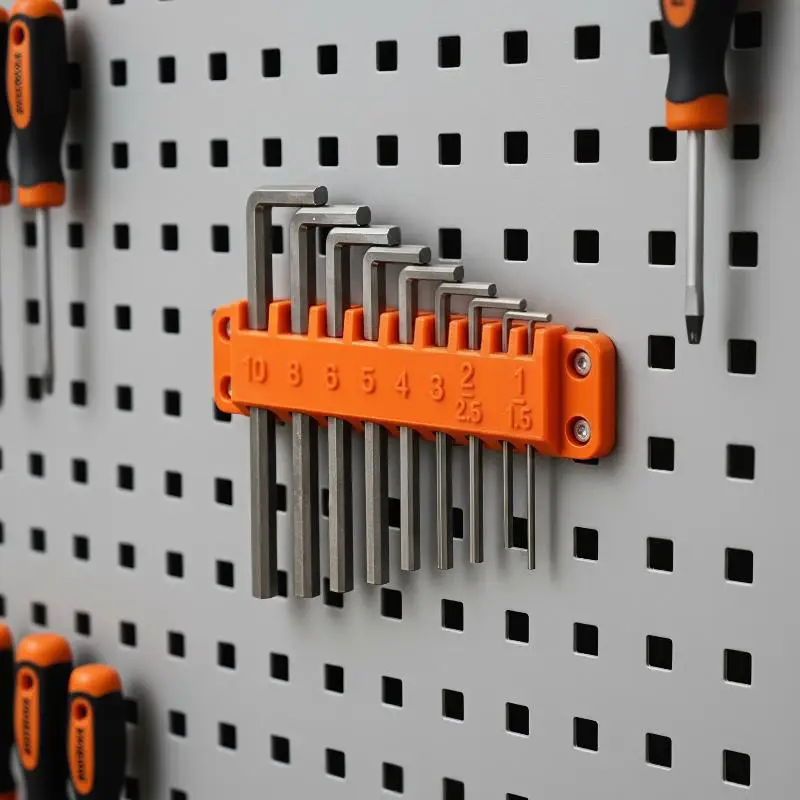 New！10 Sizes Numbered Hex Socket Organizer, Punch-Free Wall Mount Tool Storage Rack For Pegboard Workshop